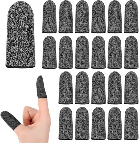 Lot de 20 Protège Doigts Ultra Fins en Fibre Argentée Avec Bord Noir Résistants à La Transpiration Pour Écran Tactile et Jeux Vidéo Accessoires Pour Tous les Écrans Tactiles.