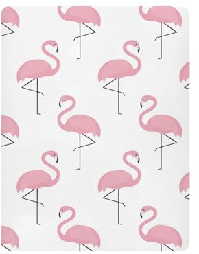 Odot Spannbetttuch für Babybetten, Flamingo Muster Kinderbett Spannbettlaken Beistellbett Spannbettlaken Stubenwagen Bezug Kinderwagen/Moseskorb Matratzenbezug (Rosa Flamingo,110x60cm)