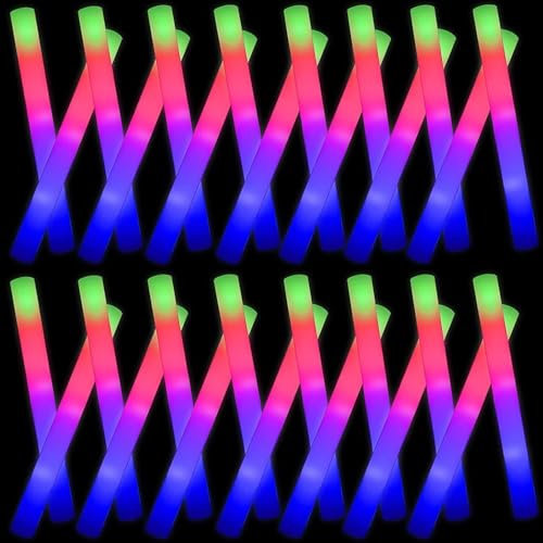 AUOHTOWRT 70pcs Giant Foam Glow Sticks,Light up Batons,Foam Glow Sticks for Wedding,3 Multi-modes Color Flashing Wand for Party Supplies Kids Party,Birthday,Weddings,Gifts for Kids