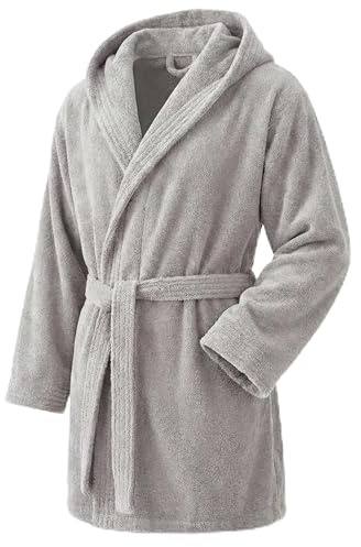 Top Towel Elegant - Badrock för kvinnor och män i 100% bomull, 500 g/m² - val med huva eller utan huva - mjuk och absorberande för dusch, spa och pool, Grå – silver, S