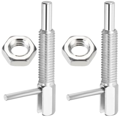 PATIKIL Retractable Indexing Plunger Pin, 2 Pcs M8x1.25 Stainless Steel Spring Safety Pin Spring Loaded Latch Telescopic Locking Pin with L-Handle for Industrial Equipment