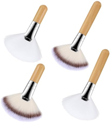 4PCS Fluffy Fan Brush Facials, Facial Brushes Esthetician, Suitable for Highlighting and Blush Application, Professional Esthetician Tools with Soft Bristles