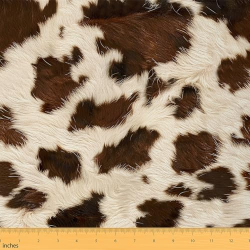 LoussiesdKuhfell Gedruckt Stoff 92x150cm Kuhfell Muster Patchwork Stoffe für Stühle Farmhouse Western Farm Tier Haut DekorativeStoff Meterware Brown Outdoor