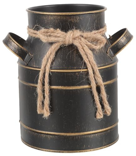 DECHOUS Pot de Fleurs avec Poignée Rustique Vintage en Fer Galvanisé Petit Seau Décoration Jardin, pour Plantes et Fleurs