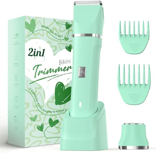 Risina Bikini Trimmer for Women - Pubic Hair Trimmer for Women, Gentle Dual Head Electric Shaver for Private Area and Bikini Line, IPX7 Waterproof, Cordless Rechargeable, Self-Care Gifts for Her