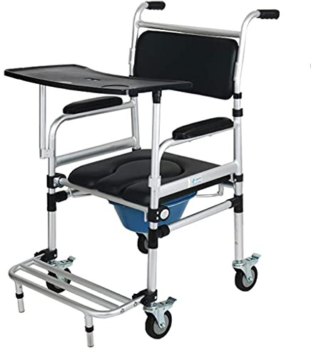 Chaise percée de chevet réglable avec pieds antidérapants | Fauteuil roulant de douche avec repose-pieds | Toilettes portables pour la sécurité et le confort de la salle de bain