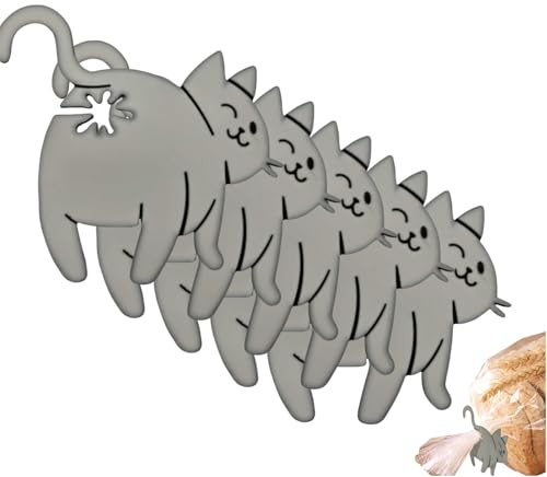 5 Pieces Bread Bag Clip, Funny 3D Printed Cat Butt Bread Clip, Breads Ties, Food Bag Holder, Chip Clips, Animal Shaped Kitchen Accessories for Cat Lovers