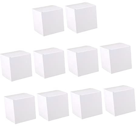 BEBEMOKO 10stücke Weiße Geschenkboxen Aus Papier Quadratisch Faltschachtel Karton Für Cupcakes