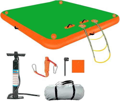 Plate-forme flottante de quai gonflable pour le lac, tapis d'eau gonflable pour adultes, construction en PVC de 6 pouces d'épaisseur, radeau d'île flottante pour la pêche à la pêche sur l'océan plage