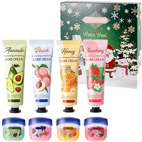 Hand Cream Sets 5 Pack, Christmas Hand Cream Gifts, Deeply Hydrating & Nourishing Hand Lotion, Mini Working Hand Cream for Dry Skin Day Night Cream (Christmas 4, Mini)