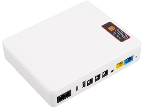 Walfront Mini UPS 20800mAh - Batería de alimentación de emergencia para router módem cámara USB tipo C DC 5V/9V/12V salidas múltiples protege el equipo (enchufe UE)