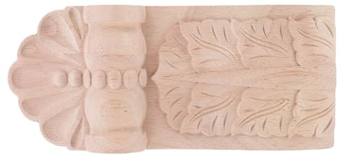 iplusmile Console en Bois Massif Sculpté – Chapiteau de Colonne Européenne 10X23X25 CM – Applique Décorative Ornementale Motifs Coquillage – Support D’Étagère et Console Murale pour