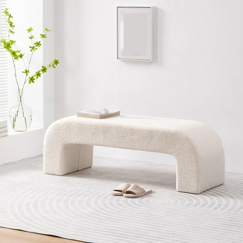 Panca da ingresso moderna in legno, design ad angolo rotondo, comoda seduta in schiuma, scarpiera per camera da letto, soggiorno, corridoio, elegante panca da 45 cm per nizing scarpe