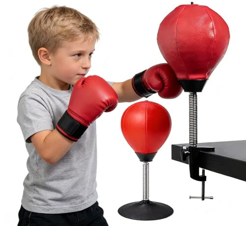 PRITOK Punchingball Mesa: saco de boxeo de escritorio con ventosa superfuerte y abrazadera de mesa, saco de boxeo de pie para mesa de oficina y mostradores, para niños y adultos