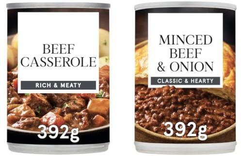 Hearty Tinned Meals Twin Pack - Beef Casserole & MInced Beef & Onions 392g