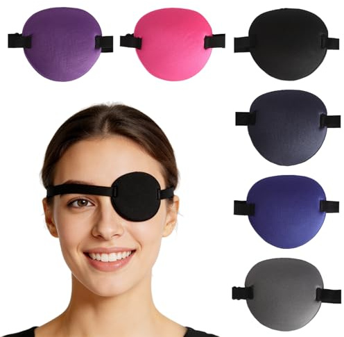 SLIAXINT 6 stycken 3D-ögonlappar, ögonklaff för återhämtning med justerbart spänne medicinsk ögonlapp vuxna, ögonlapp för amblyopi, strabism vänster, höger öga och cosplay