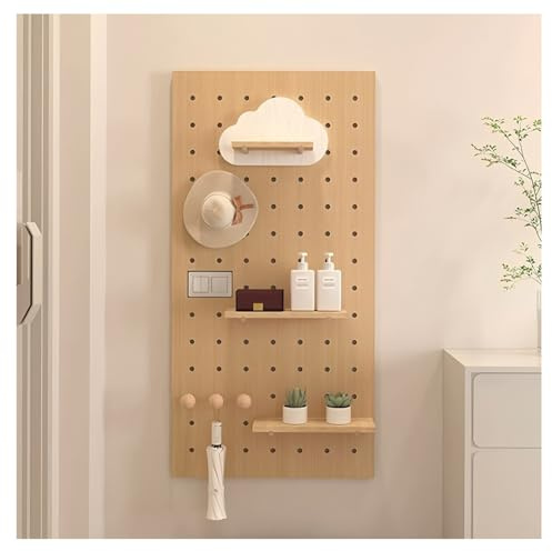 Anguilar Board Kit i massivt trä, 20 Lbs robust väggorganisatör med verktygskrokar och tillbehör. Modulär förvaringshylla för kök, kontor, sovrum, badrum