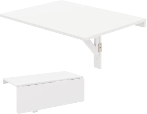 Tangkula Wall Mounted Foldable Table, Laundry Table for Folding Clothes, Drop-Leaf Floating Desk for Study, Bedroom, Kitchen, Office, Laundry Room