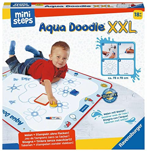Ravensburger ministeps 4180 Aqua Doodle XXL, Große Malmatte für fleckenfreies erstes Malen mit Wasser, für Kinder ab 18 Monate, inkl. Matte und Stift