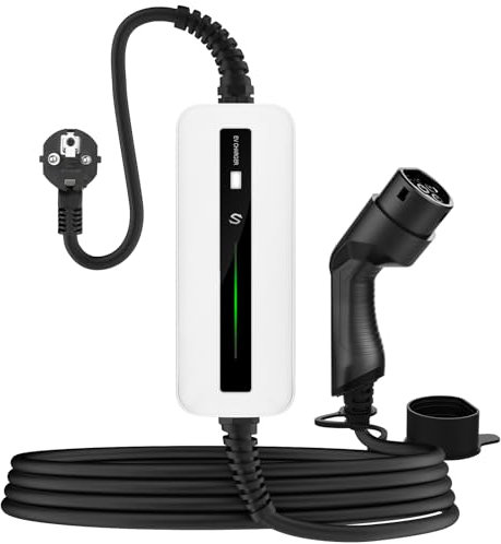 Morec 8/10/13/16A Câble de Charge USB EV Typ2 Chargeur EV Standard EU Boîtier de Charge commutable Schuko 2 pôles IEC 62196-2 Voiture électrique EVSE (Prise européenne) 3,6kw, 6m