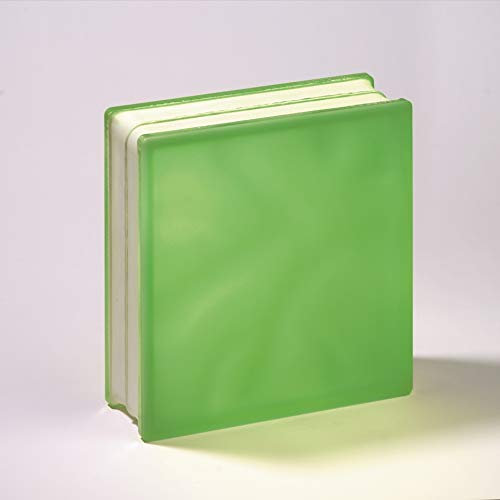 Bloque de Cristal Lux Glass Verde Oscuro Ondulado Satinado 2 caras | cm 19x19x8 | Unidad de venta 1 caja de 6 pzas