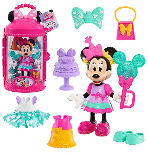 Just Play Minnie Mouse Fabulous Fashion 14-piece Sweet Party Doll and Accessories, Kids Toys for Ages 3 Up
