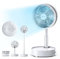 Pro Breeze® Rechargeable Portable Fan - Telescopic, Built-in 10,000 mAh Battery, USB Port Charging Function, Oscillation, 3 Stage Night Light, On/Off Timer, Remote Control, Black (Telescopic White)
