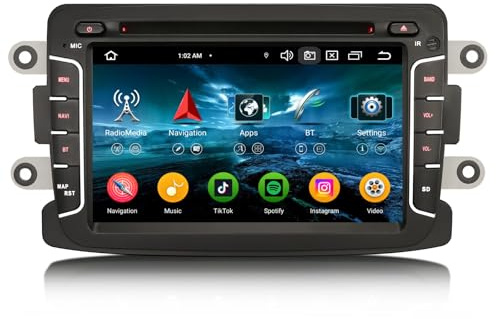 GONFEN Acht-Kern Android 14 DAB+ Autoradio Für Renault Dacia Sandero Lodgy Duster Logan Dokker 2012-2020 mit GPS Navigation 4GB+64GB Unterstützt CarPlay Android Auto WiFi Bluetooth DSP CANBus SWC DVD