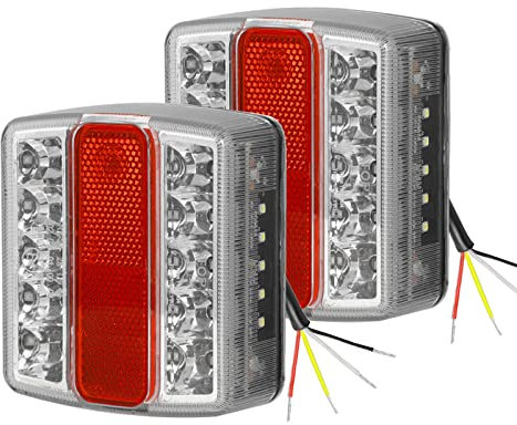 AOHEWEI 2 pièces feux arrière de remorque 18 LED 12 V feux arrière clignotants feux stop réflecteurs feux de plaque d'immatriculation IP67 étanche multifonction remorque camion caravane van bateau