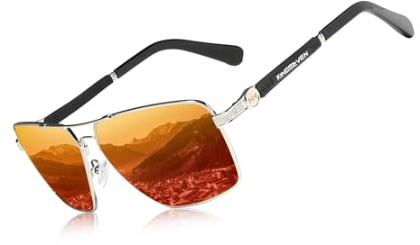 KINGSEVEN Sonnenbrillen Polarisierte Beschichtung Linse 2023 Auto Reset Framework Fahrbrillen für Männer/Frauen Oculos (Silber Rot)