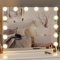 MAMIZO Hollywood Spiegel 80x60 cm, Schminkspiegel mit Beleuchtung, 20 LED, 3 Lichtfarben, Enstellbare Helligkeit, mit USB und 10xLupe, Spiegel mit Licht, Wandspiegel, Tischspiegel