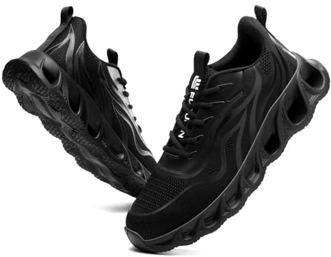 Furuian Steel Toe Shoes for Men & Women Lightweight Indestructible Safety Work Shoes Comfortable Steel Toe Sneakers Puncture Proof Work Sneakers Black