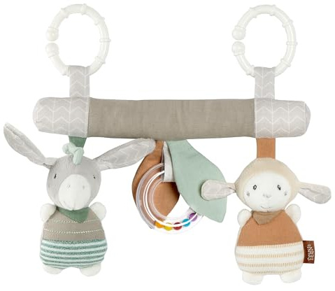 Fehn Activity-Trapez zum Aufhängen mit Schaf & Esel Tier-Anhängern - Stoff-Lernspielzeug für Babys mit Rassel und Quietsche zur Förderung der Motorik