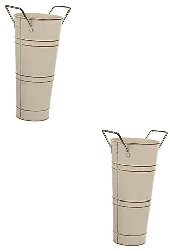 ABOOFAN 2pcs Retro Iron Flowerpot Flower Vase Vintage Floral Vase Metal Bucket