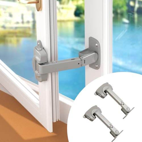 EUDEMON Cerradura de seguridad para ventanas para bebés, limitador de ventanas a prueba de niños, pestillo de cerradura ajustable para marcos de ventanas de aluminio y madera (Gris, 2 Piezas)