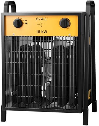 SIAL Calefactor 15000 W - Radiador Electrico - Calentador Industrial - 3 Niveles de Calor - Termostato & Protección contra Sobrecarga - Ventilador de Calefacción para Uso Interior y Exterior