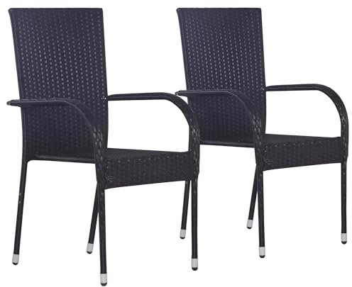 Primal Internet GmbH Gartenstühle stapelbar Polyrattan 2er, 4er oder 6er Set | Wetterfeste Stühle aus Rattan | Essstühle Kunststoff (2)