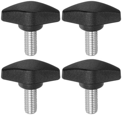 RSYHVG T-Flügelknöpfe, Rändelschrauben, M8 x 16 mm, Standard-Außengewinde, Kunststoff, T-Griffe, Handklemmknöpfe, Griff-Rändelschraube, Schwarz, 4 Stück