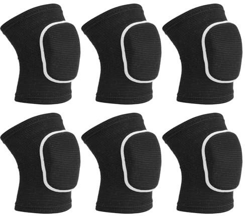 PATIKIL S Paracolpi Protettivi per Ginocchia, 3 Paia di Ginocchiere Spugna per Pallavolo, Traspiranti, per Ballo, per Donne e Uomini, Calcio, Basket, Allenamento, Nero Bianco