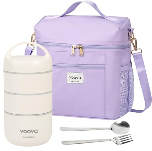 Voova 3 Tier Stackable Stainless Steel Thermal Lunch Box