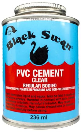 Kudos-Trading - Black Swan 236ml PVC Cement – Industrial Strength, Fast-Acting, Waterproof Seal – Ideal for Plumbing, Irrigation, and Pool & Spa Projects – Versatile, Easy to Use with Applicator Brush