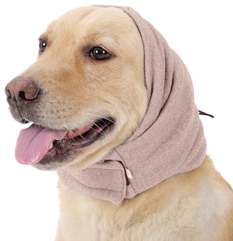 Lelepet Hunde Gehörschutz, Ohrenschutz für Hunde, Hund Ohrenschützer zur Geräuschreduzierung, Hund Ohrenpflege Lärmschutz, Haustier Beruhigender Kapuzenpullover, Khaki L