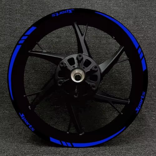 12 Stück/Set Rad-Aufkleber, Motorrad-Felgenband-Aufkleber, Dekorationsfolie, Streifen, Rad, reflektierende Nadelstreifen, Aufkleberpapier, für 45,7 - 53,3 cm (18-21 Zoll) Räder (blau)