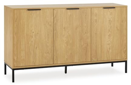HOMN LIVING Aparador Mónica 3 Puertas Color Madera, 140 cm (Ancho) 40 cm (Profundo) 80 cm (Altura)