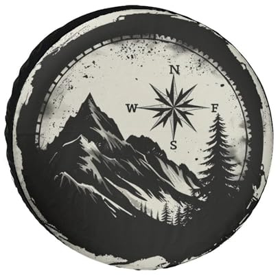Natur berg kompass däckskydd bärbart reservdäck skydd solskydd bil hjul tillbehör universal för crv de flesta fordon SUV 16 tum