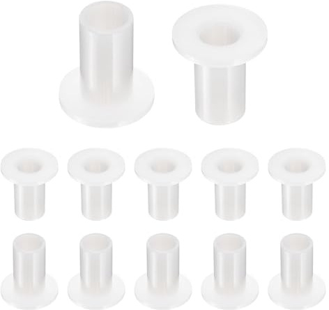 QUARKZMAN 12pz Cuscinetti a Manica Flangiati Boccole in Plastica ID 10mm x OD 13.1mm x Lunghezza 25.1mm Boccole in Nylon, Bianco
