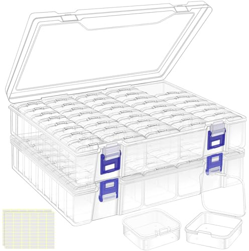 LINYAPRY Bead Organiser Box, 92 Pcs Small Bead Organisers and Storage Plastic Cases, Mini Clear Storage Containers with Hinged Lid for Diamond Painting Accessories, Jewelry, DIY Crafts