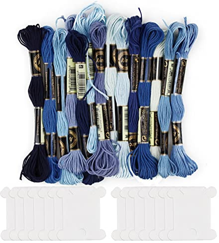 14 matassine sfumato Blu Filo da Ricamo, Fili a Punto Croce Braccialetti dell'amicizia Filo con 14 Bobine di Filo interdentale