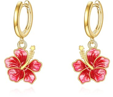 DAYLINLOVE Blume Ohrringe 925 Sterling Silber Hibiskus/Gänseblümchen/Rose/Sonnenblumen/Lotus/Tulpen Blumen Schmuck Geschenke für Frauen Mütter Mädchen