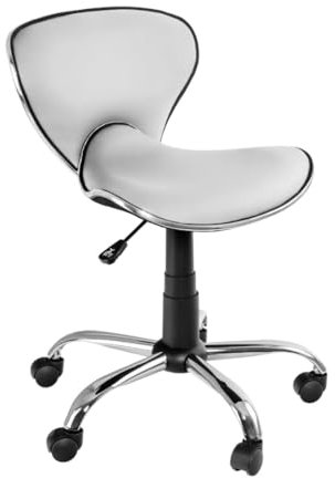 Spacetronik Sattelhocker mit Lehne, Rollhocker Höhenverstellbar 44-53,5 cm, Ergonomischer Arbeitshocker mit Rollen, Verstellbarer Sitzhocker für Salons und den privaten Gebrauch (Weiß)